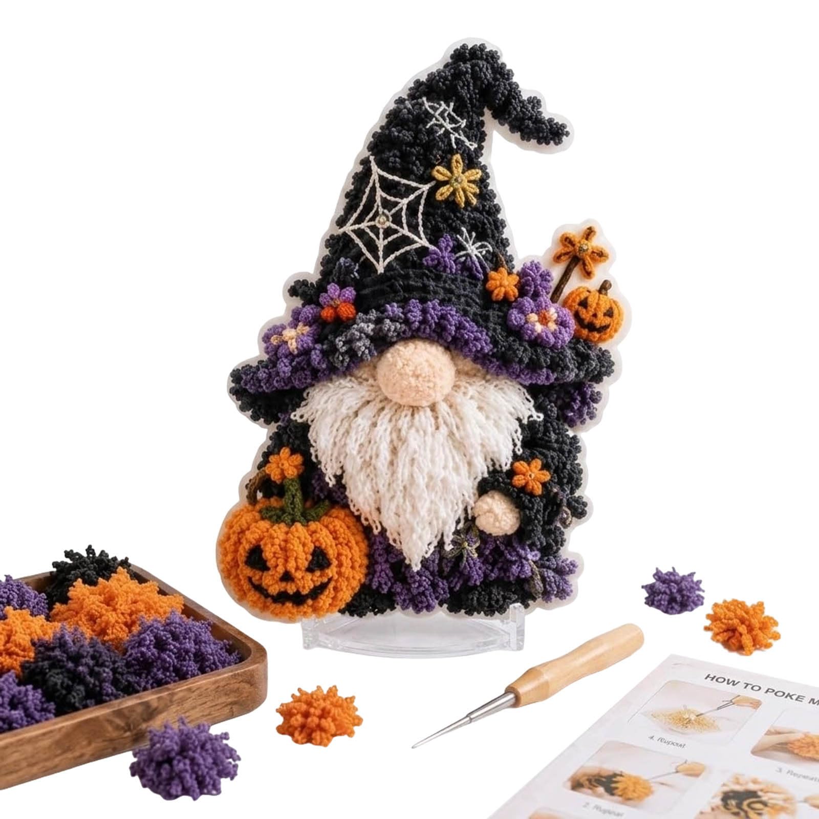 Gnome 3D Fabric Poke Art Kit, Christmas DIY Poke Art Craft Kit for Adult Beginner Handmade Faith Gifts