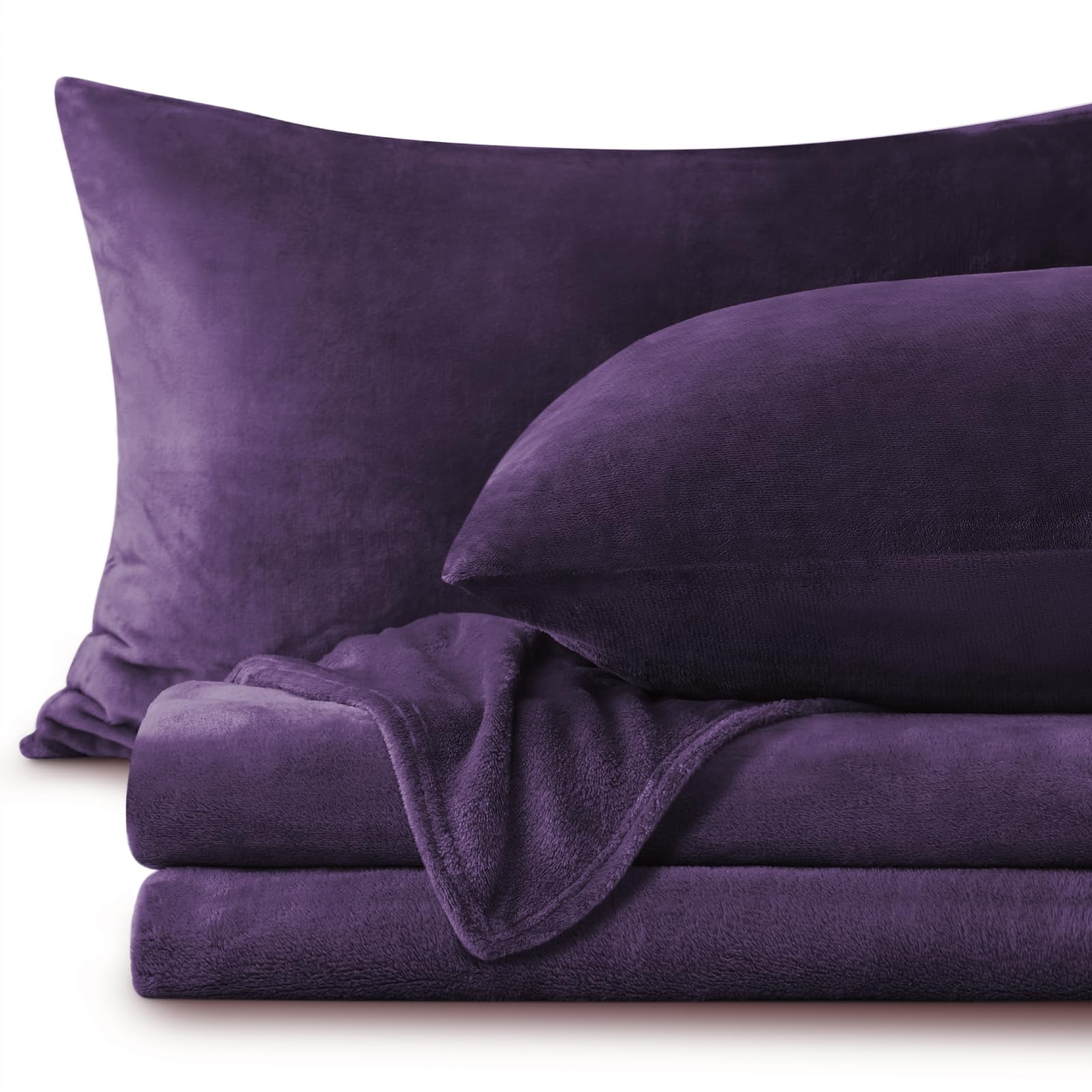 BEDELITE Flannel Sheets King Size, Purple, 4 Pieces | Soft Double-Sided Plush Fleece Sheets, A Warm Fluffy Velvety Feel, 16 Inch Deep Pocket, Fuzzy Winter Gift and Decor