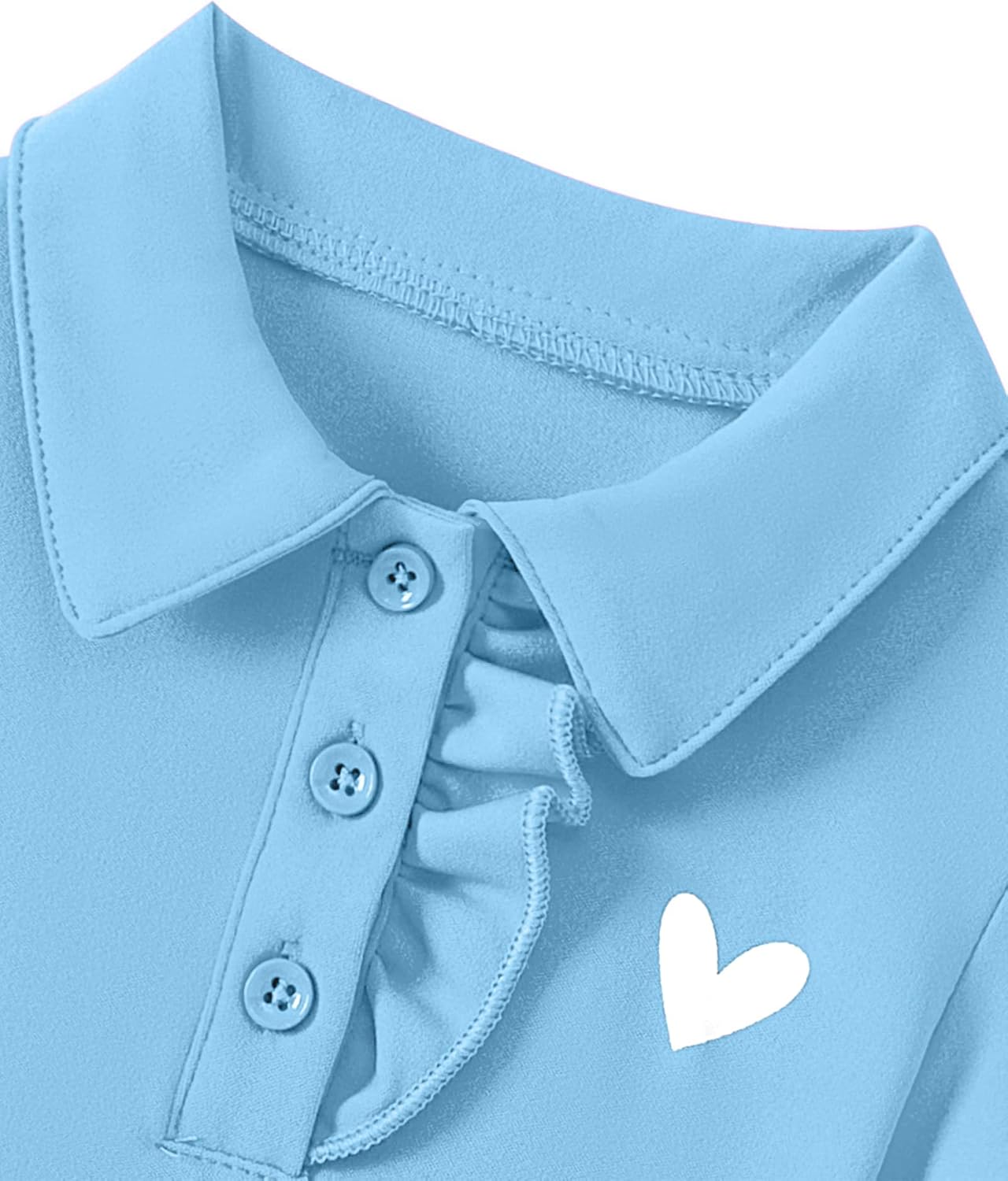 Hilinker Toddler Girls Ruffle Short Sleeve Polo Dress Cute Heart Print Uniform Dresses - Image 3