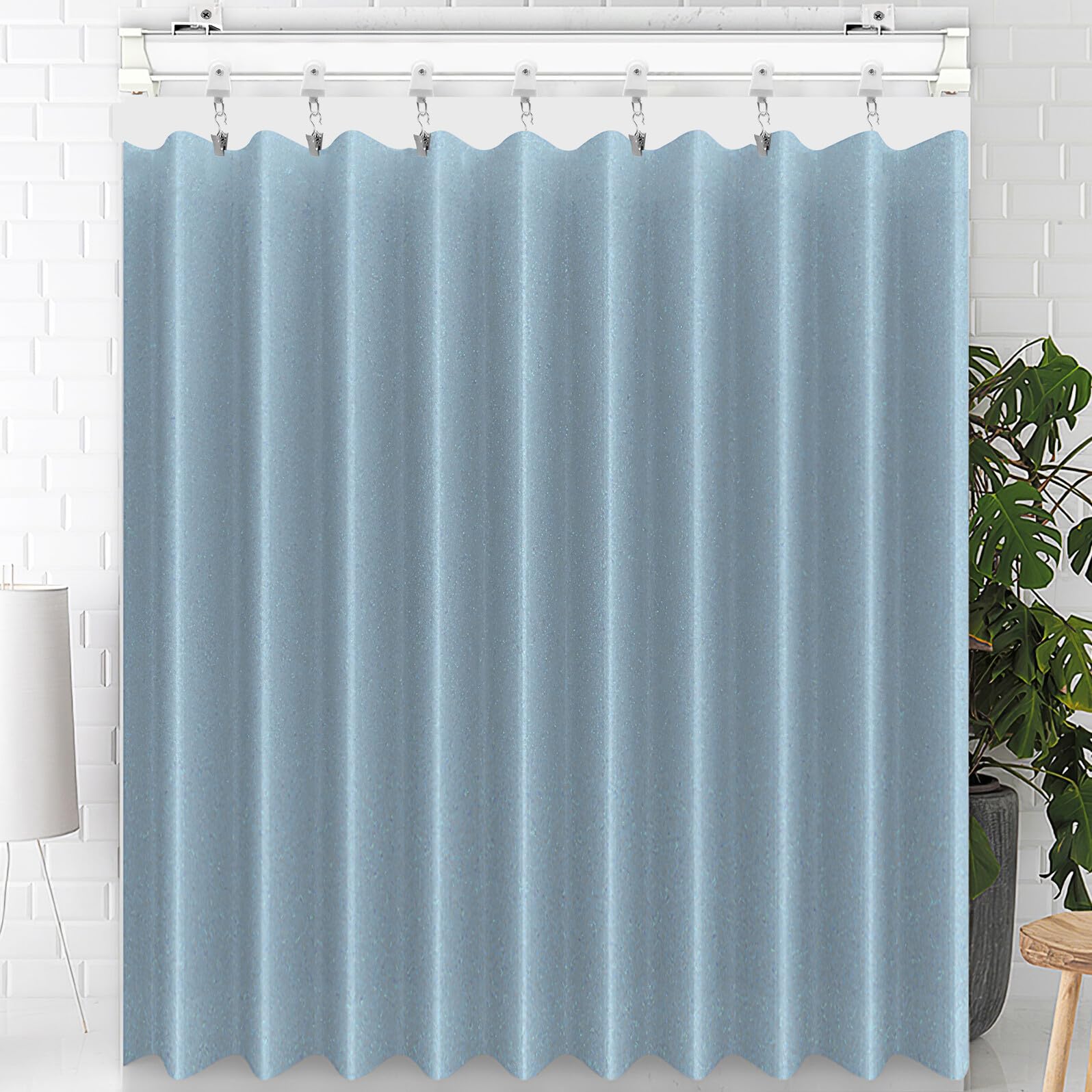 TEHAUX Rail Rideaux Flexible Incurvé avec Pinces INOX pour Fixation Murale Système Silencieux Compatible Divers Rideaux Adapté Fenêtres et Séparateurs Espace