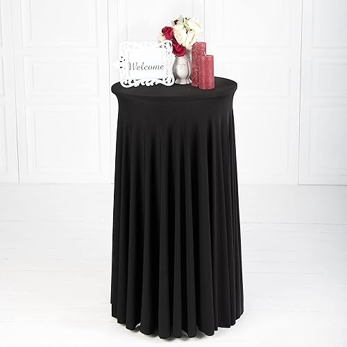 Miniatura 9 de Your Magic Moment Falda redonda de mesa de cóctel, mantel negro para mesa de highboy, mantel redondo de elastano, ajustable para mesas de 24