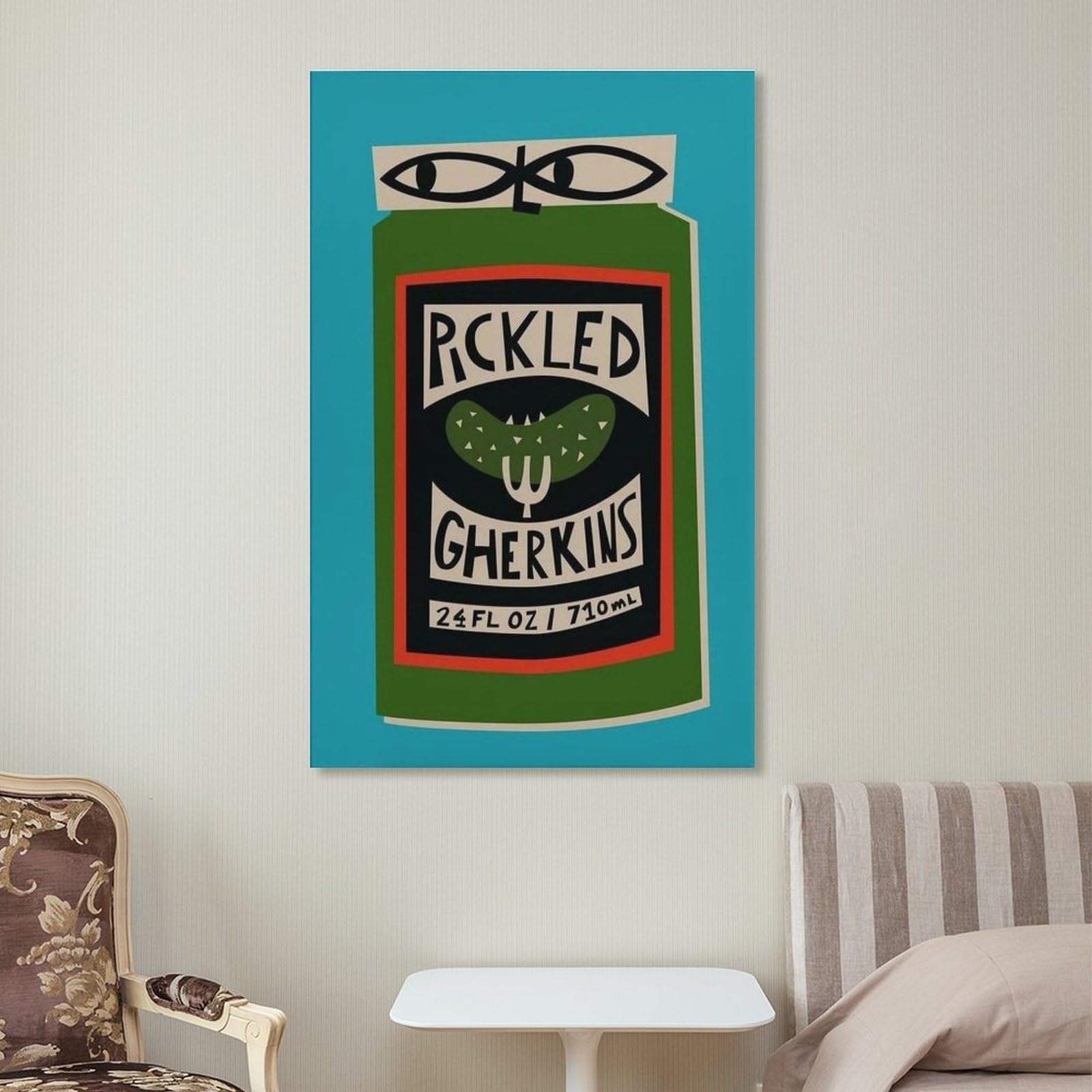 QOGDAF Bild mit eingelegten Gurken auf Leinwand, Wanddekoration, Gemälde für Wohnzimmer, Schlafzimmer, 50 x 75 cm