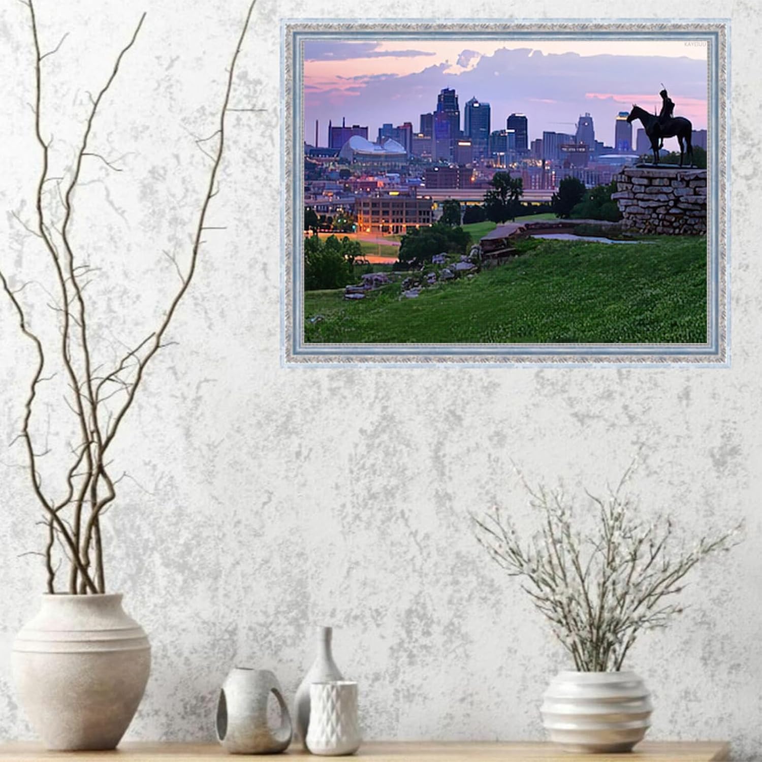KAYEIUU Diamond Painting City View of Kansas City Missouri Skyline at Dawn During Golden Light from The Kansa for Adult Painting Kits Diamond Art Perfect for Home Wall Decor 12x16inch image 2
