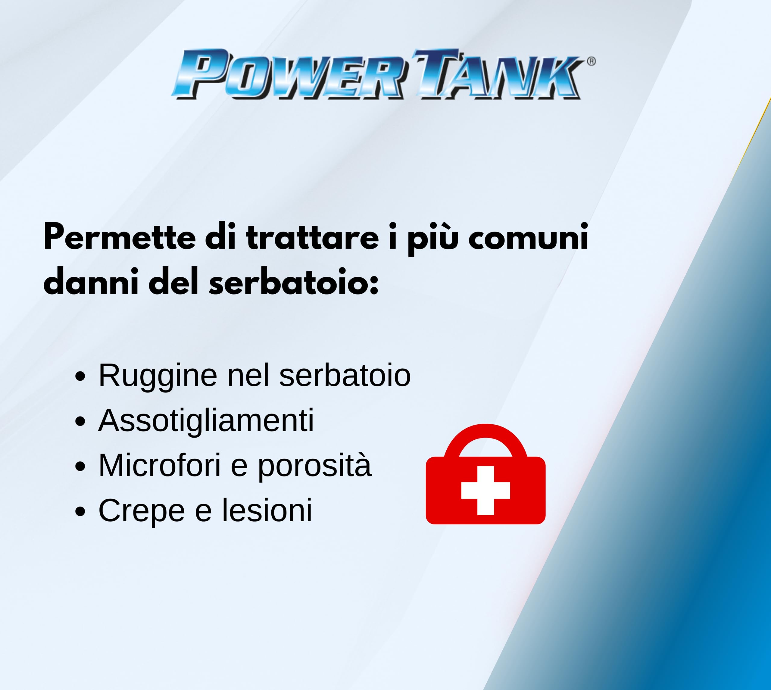 POWER TANK BIANCO CERAMICO Trattamento Serbatoio Moto (20/25 Litri) Kit Medio Medium 700 gr per interno Serbatoi Elimina la Ruggine Ripara Protegge Arrugginito da Auto Di d'Epoca con Antiruggine