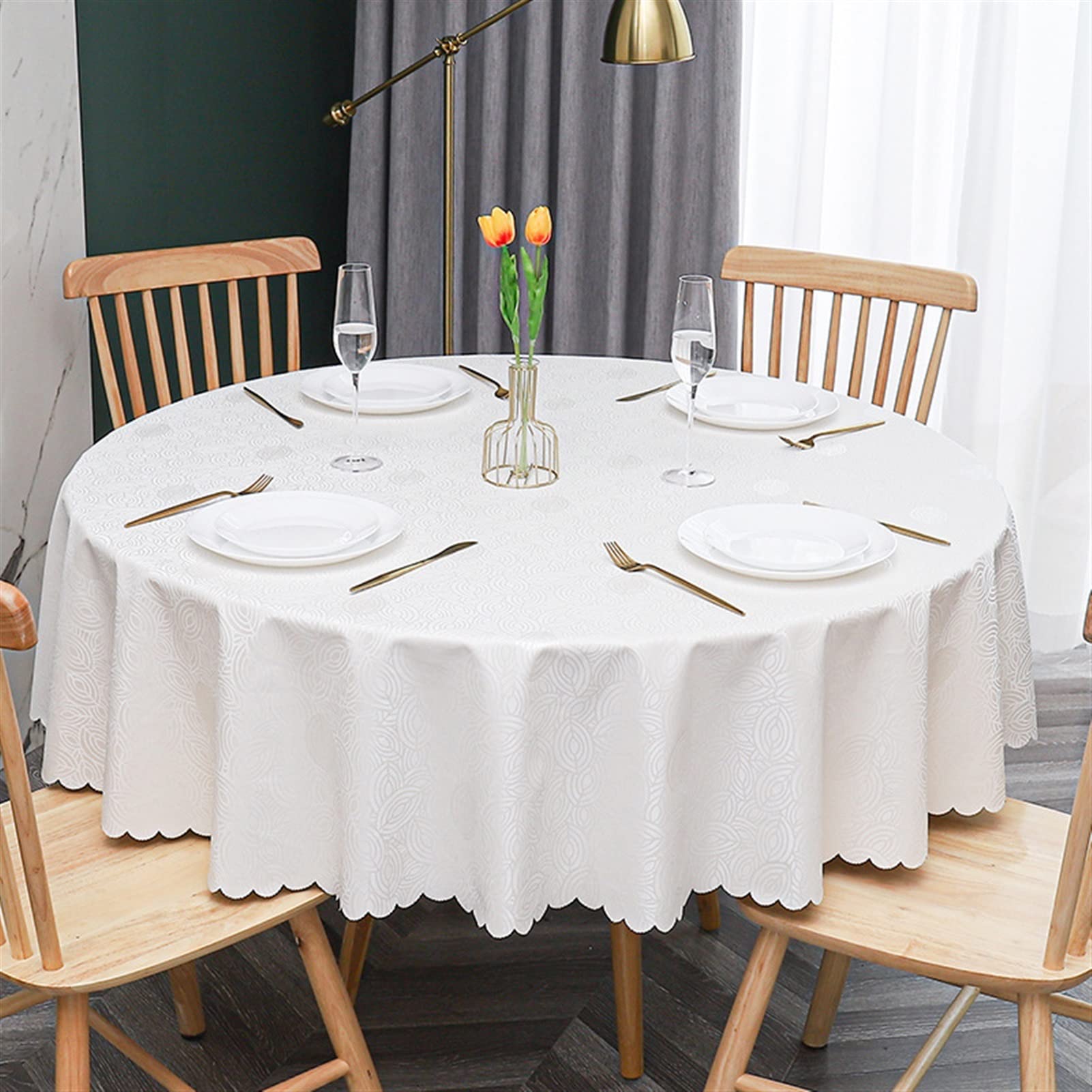 Nappe ronde PVC imperméable 160cm pour table de restaurant et décoration de table d'hôtel