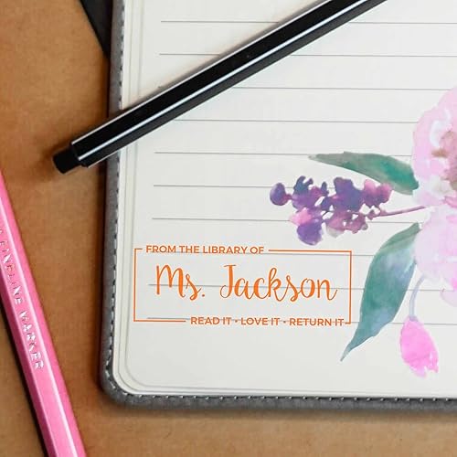 Miniatura 5 de Sello personalizado preentintado delgado, sello de profesor personalizado, hecho a medida, elegante y compacto, tamaño 3/4 pulgadas x 2-1/4 pulgadas