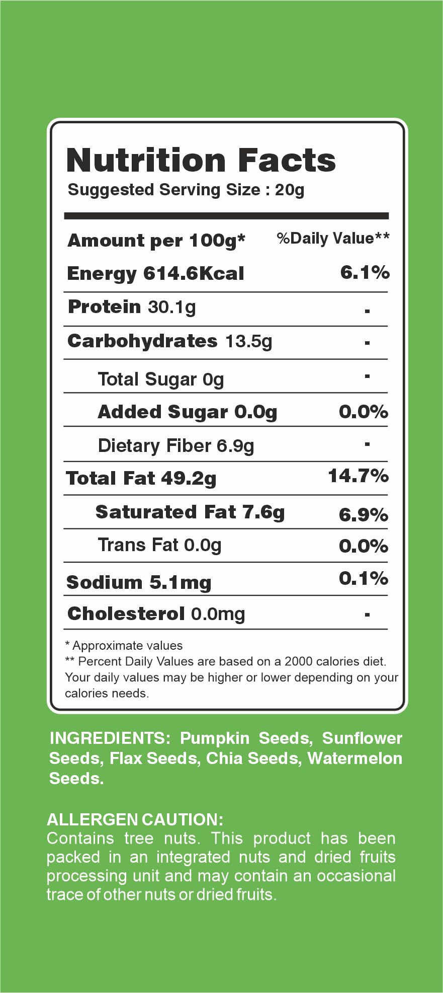 NRIP Premium Seeds Mix, 200g each Edible Seed I Healthy Diet Snacks, omega-3s,dietary fiber | 100% Natural I Chia,Pumpkin,Flax,Watermelon and Sunflower Seeds. 1