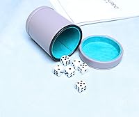 Vista 7 de Taza de dados de cuero sintético con tapa, coctelera de dados con forro de fieltro, incluye 6 dados de puntos para juegos de dados Yahtzee Bar