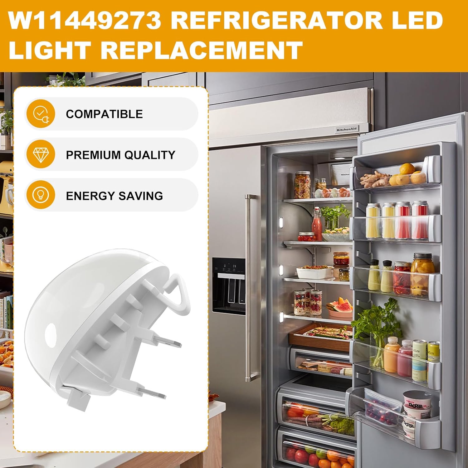 W11251749 Freezer Light Bulb Replacement for Whirlpool Kenmore Amana Refrigerator Led Freezer Light W11602886 AP7192759 W11468934 W11468934 W11449273