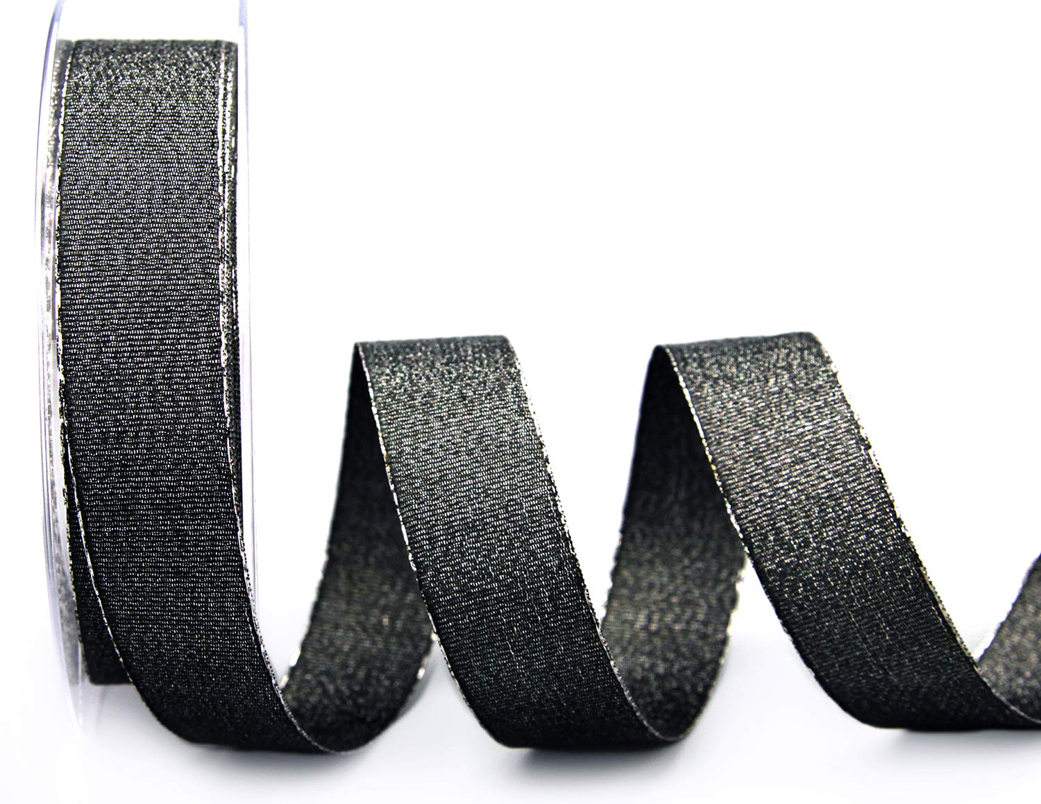 finemark Vienna Decorative Ribbon 20 m x 25 mm Black Silver Metallic Gift Ribbon Shiny Brocade Lurex Wedding Christmas Decorative Ribbon