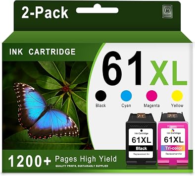 61XL 61 XL Ink Cartridge Replacement for HP 61 Ink Work with Envy 5530 5535 4500 4502 OfficeJet 4630 4635 2620 DeskJet 2540 1000 1010 1512 Printer Black, Tri-Color