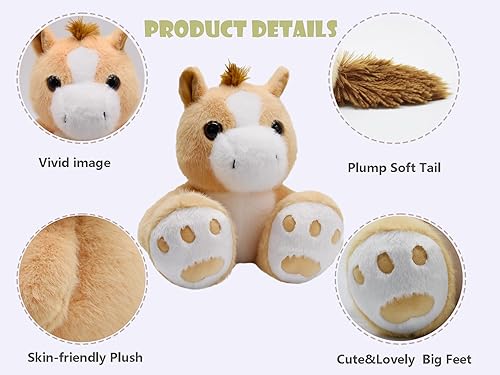 Miniatura 4 de Adorables aninales de peluche de caballo con pies de gran tamaño, súper lindos y tiernos, juguetes divertidos de peluche de zoológico, regalos