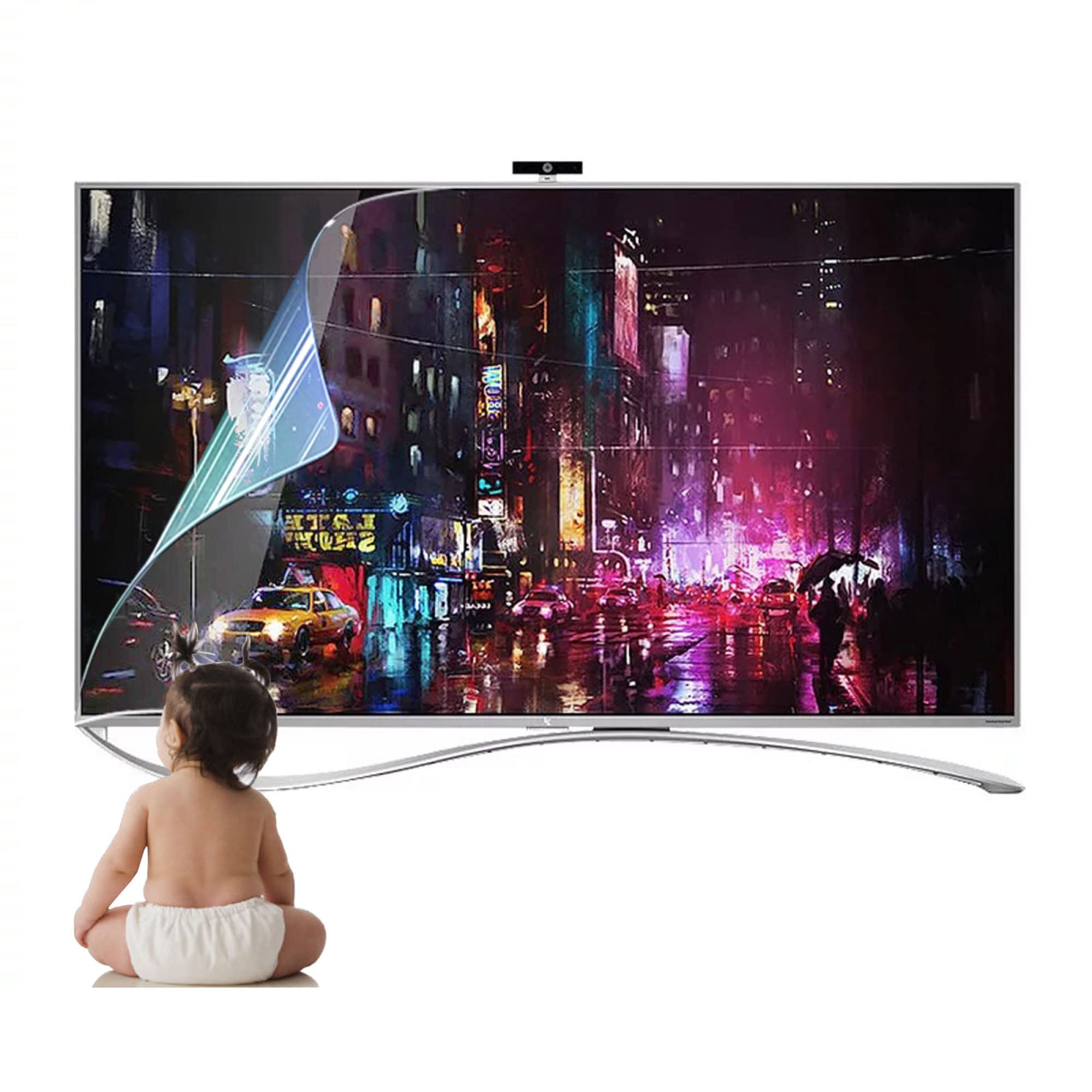 folia ochronna do telewizora, z AntiGlare-65in LCD Ochrona oczu Film telewizyjny AntiBlue Light Brak bąbelków przed zarysowaniami dla telewizorów HDTV LED, 4K OLED i QLED