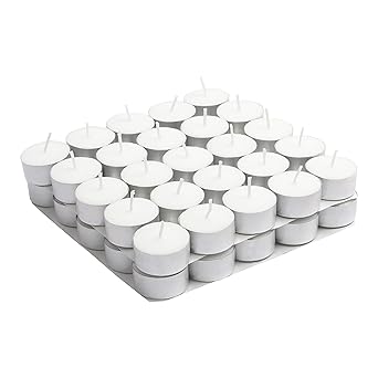 Welburn Veda&Co Wax Tealight Candles - Pack of 50, 5 Hours Burning Time, 100% Fully Refined Paraffin Wax, Unscented, Smokeless, Dripless, for Home Decor, Offices & Other Occasions (White)