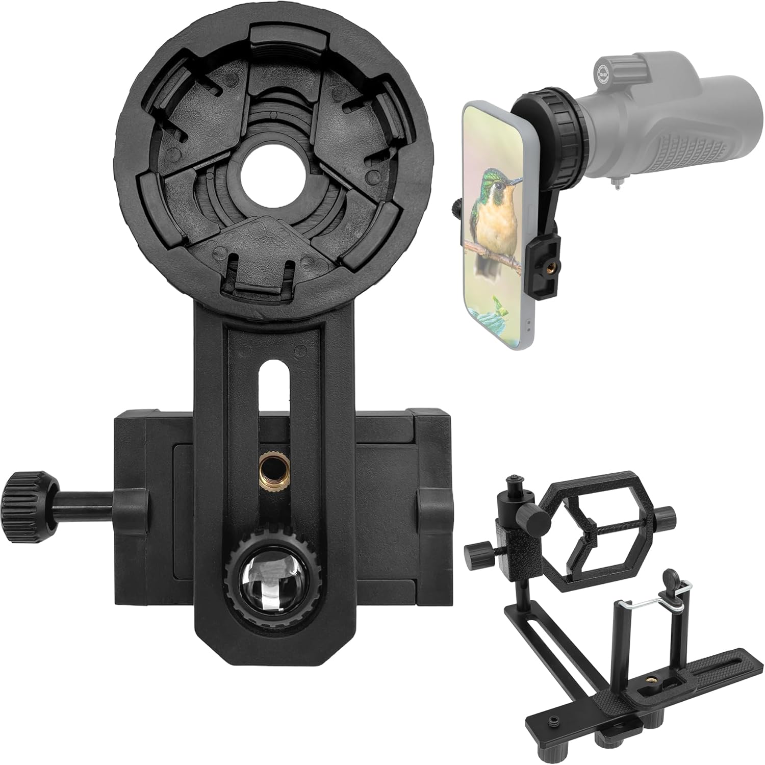 Universal Metal Telescope Camera Phone Adapter - Bundle with - Smartphone Telescope Adapter