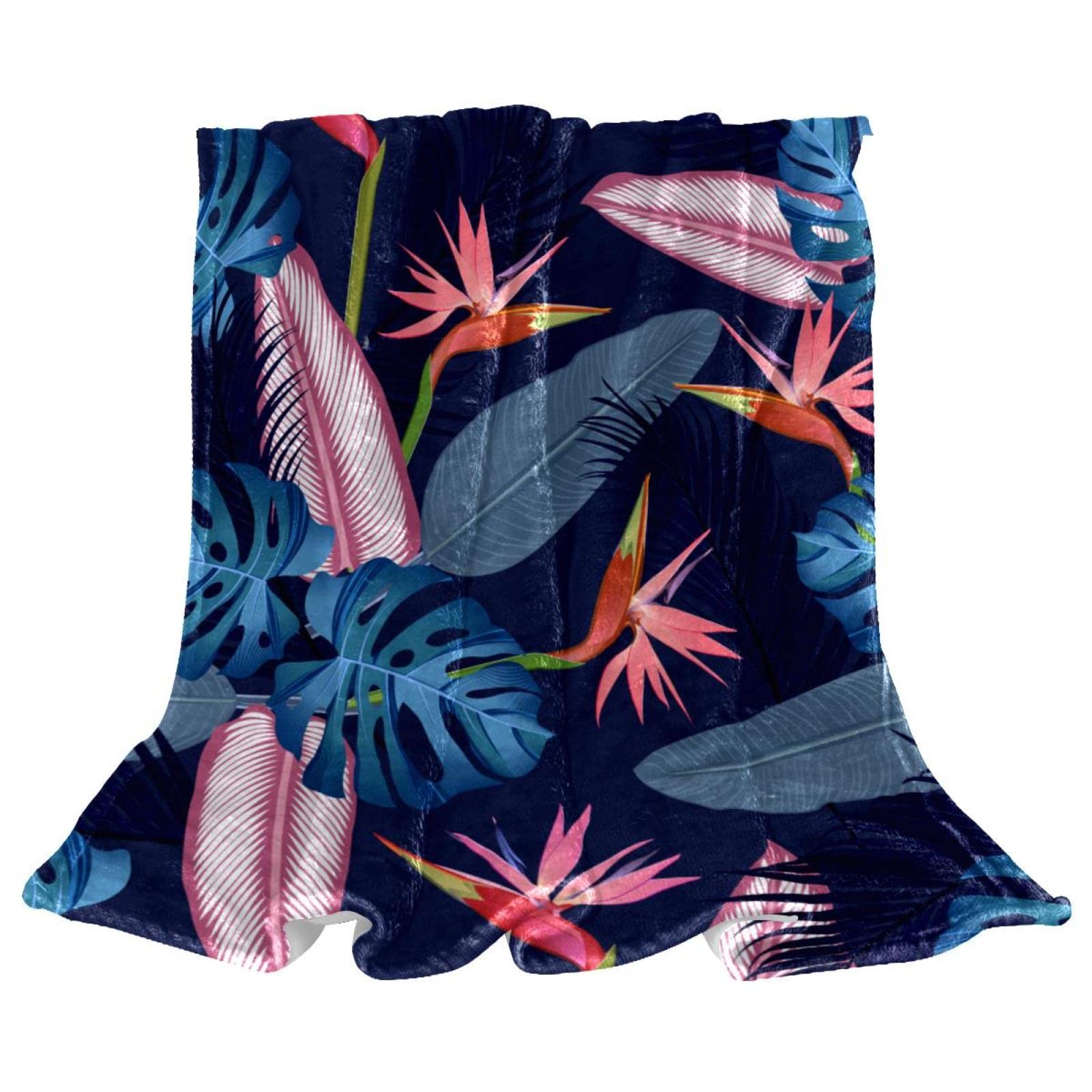 Couverture polaire de literie motif tropical oiseau rétro pour lit et canapé