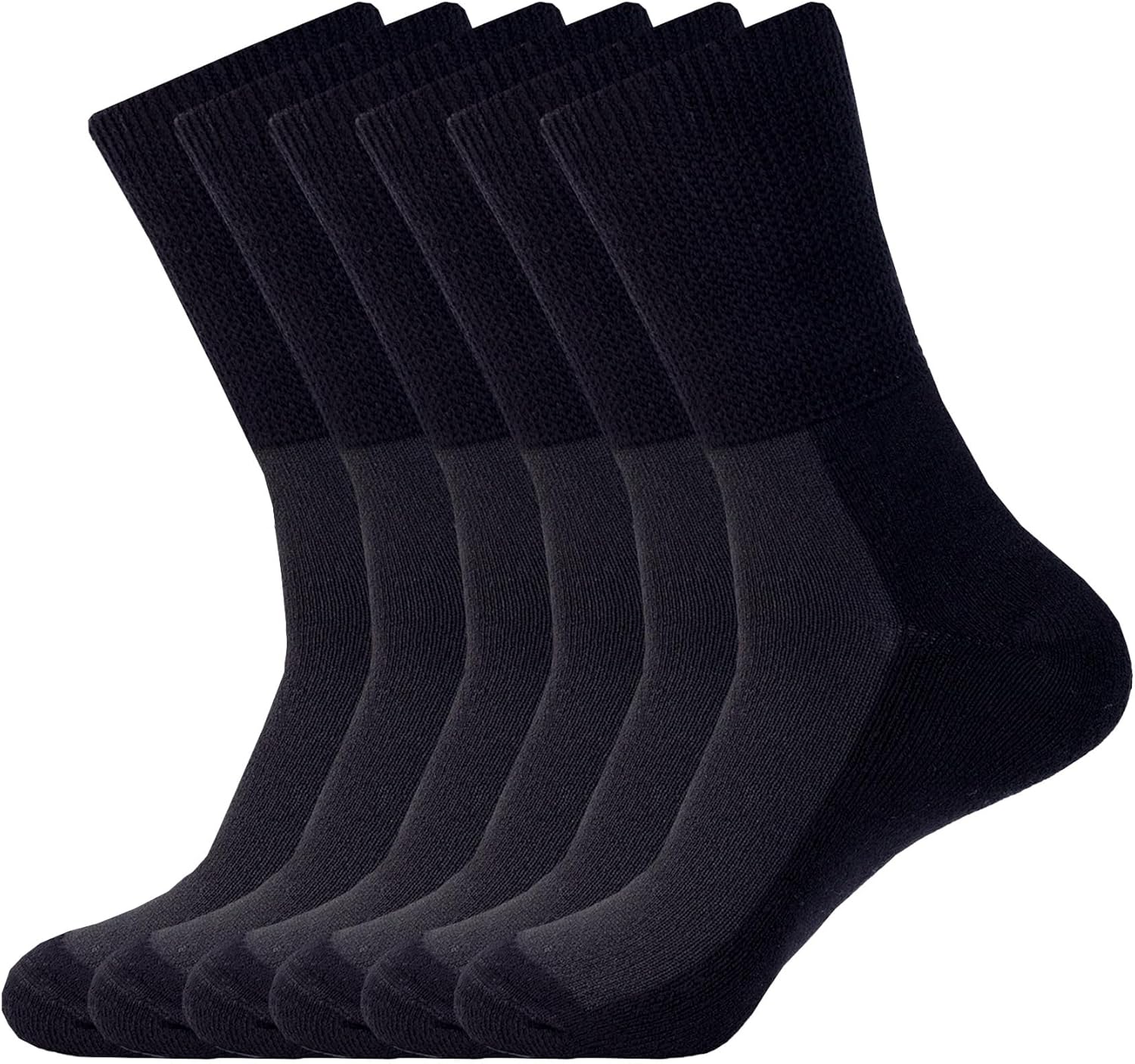 1SOCK2SOCK 6 Pack Diabetic Crew Socks, Therapeutic, Non-Binding Circulatory Silky Soft Cushioned Socks