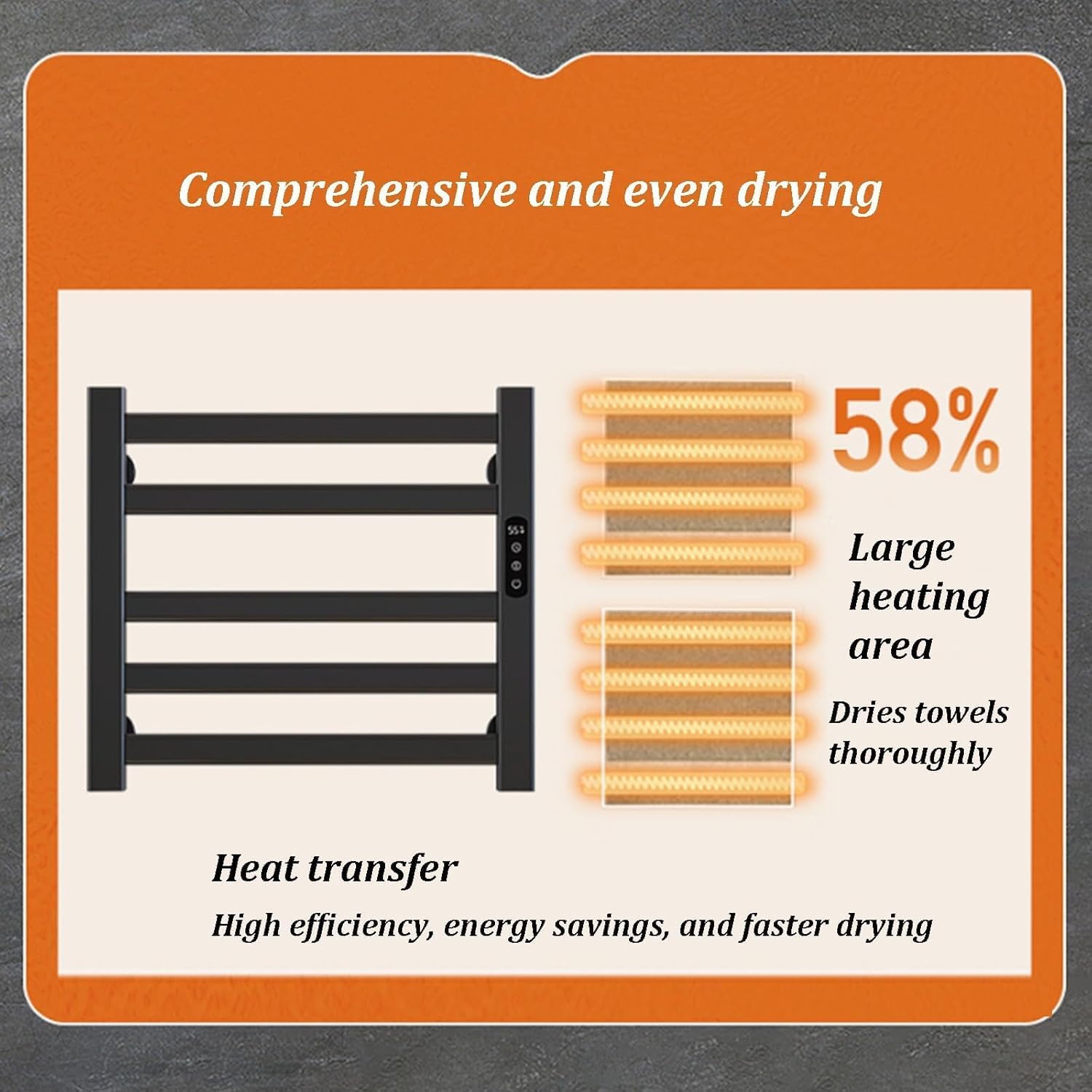 Wall Mounted Heated Towel Rack Waterproof IPX5 Adjustable 30-70℃ Temperature Control Timer Function Perfect for Home Bathroom Comfort and Luxury