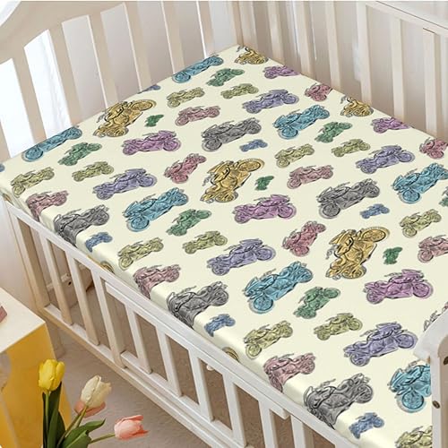 Miniatura 3 de Sábanas de cuna con temática de motocicleta, sábanas suaves y transpirables, sábana de colchón de cuna o sábana de cama para niños, multicolor, 24 x