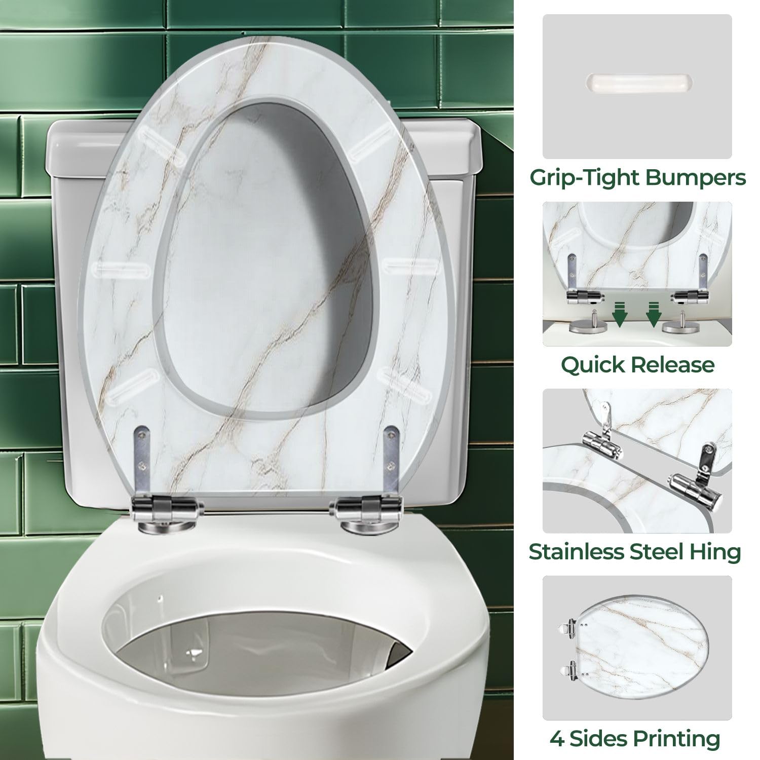 Sedile WC allungato per WC in ceramica