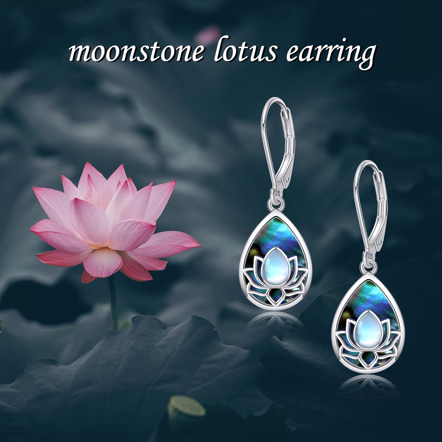 Lotus Flower Earrings 925 Sterling Sliver Blue Lotus Dangle Leverback Earrings Flower Jewelry Gift for Women - Image 6