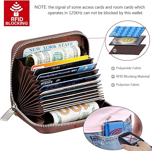 Miniatura 157 de FurArt - Cartera para tarjetas de crédito, soporte para tarjetas con cremallera para hombres y mujeres, bloqueo RFID, cartera con llavero