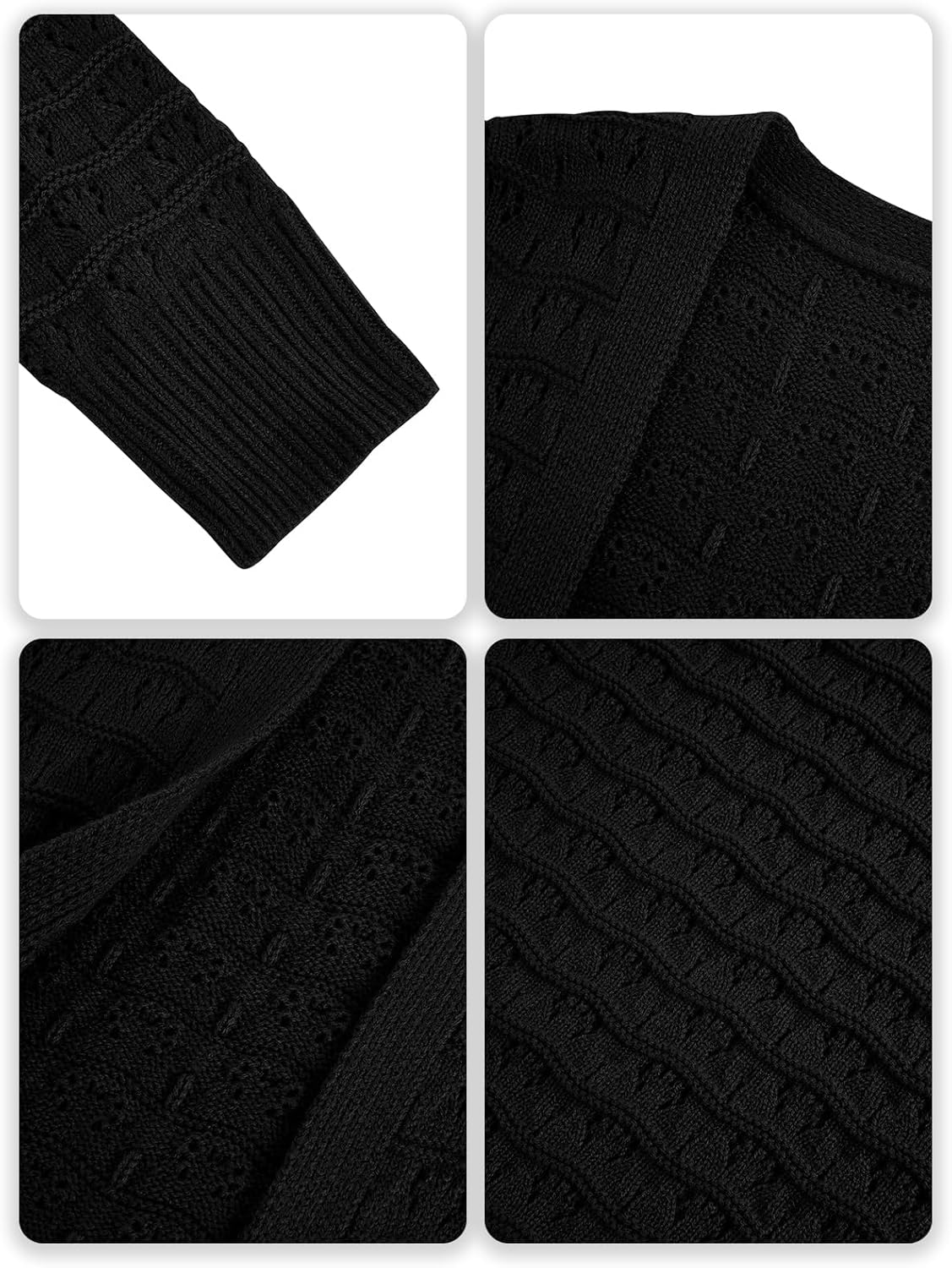 ZoeAce Womens Crochet Maxi Cardigan Sweaters Open Front Knit Long Sleeve Lightweight Duster Cardigan Casual Winter Outfits - Image 5