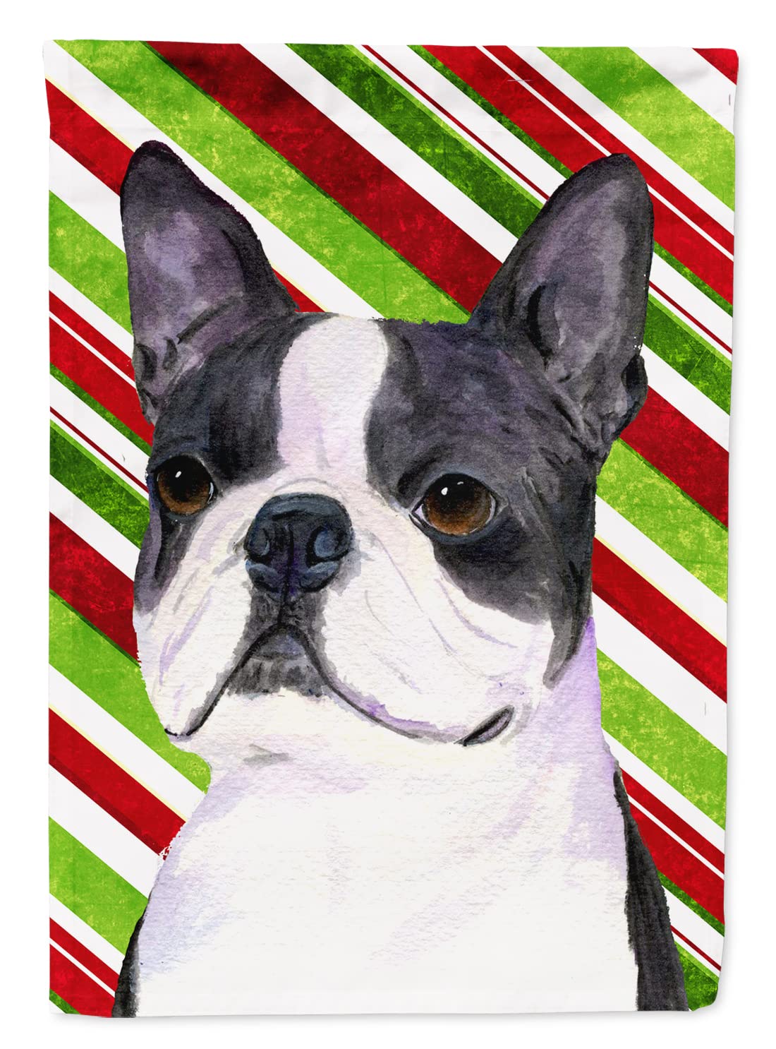 Drapeau Boston Terrier sucre d'orge pour sublimer votre jardin en hiver