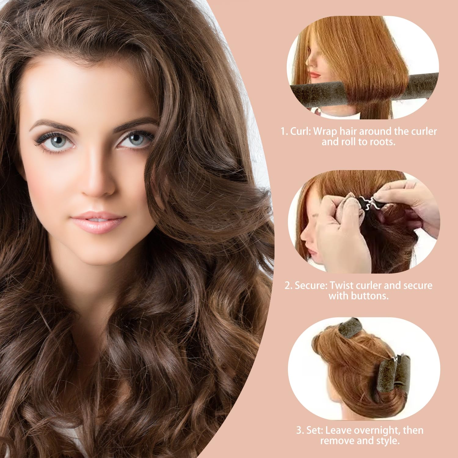 3 Pcs Heatless Curlers & Overnight Blowout Rollers for Hair, No Heat Headband Rods, Salon Waves Overnight Blowout - Image 4