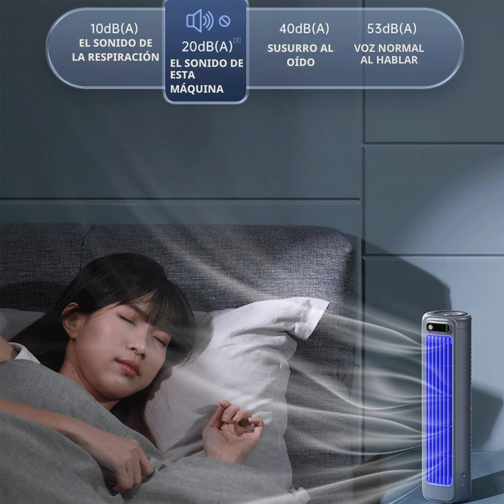 Enfriador de aire portátil, 3 ajustes de velocidad, flujo de aire circulante, funcionamiento silencioso, ahorro de energía, pantalla LCD, recargable por USB, montaje en pared sin perforación, para