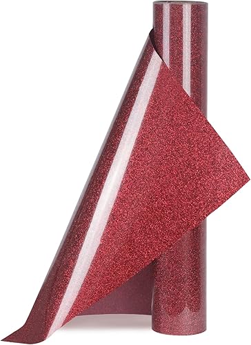 Miniatura 6 de Rollos de vinilo de transferencia de calor HTV con purpurina roja, 12 pulgadas x 9 pies, vinilo elástico para planchar en camisetas para silueta y