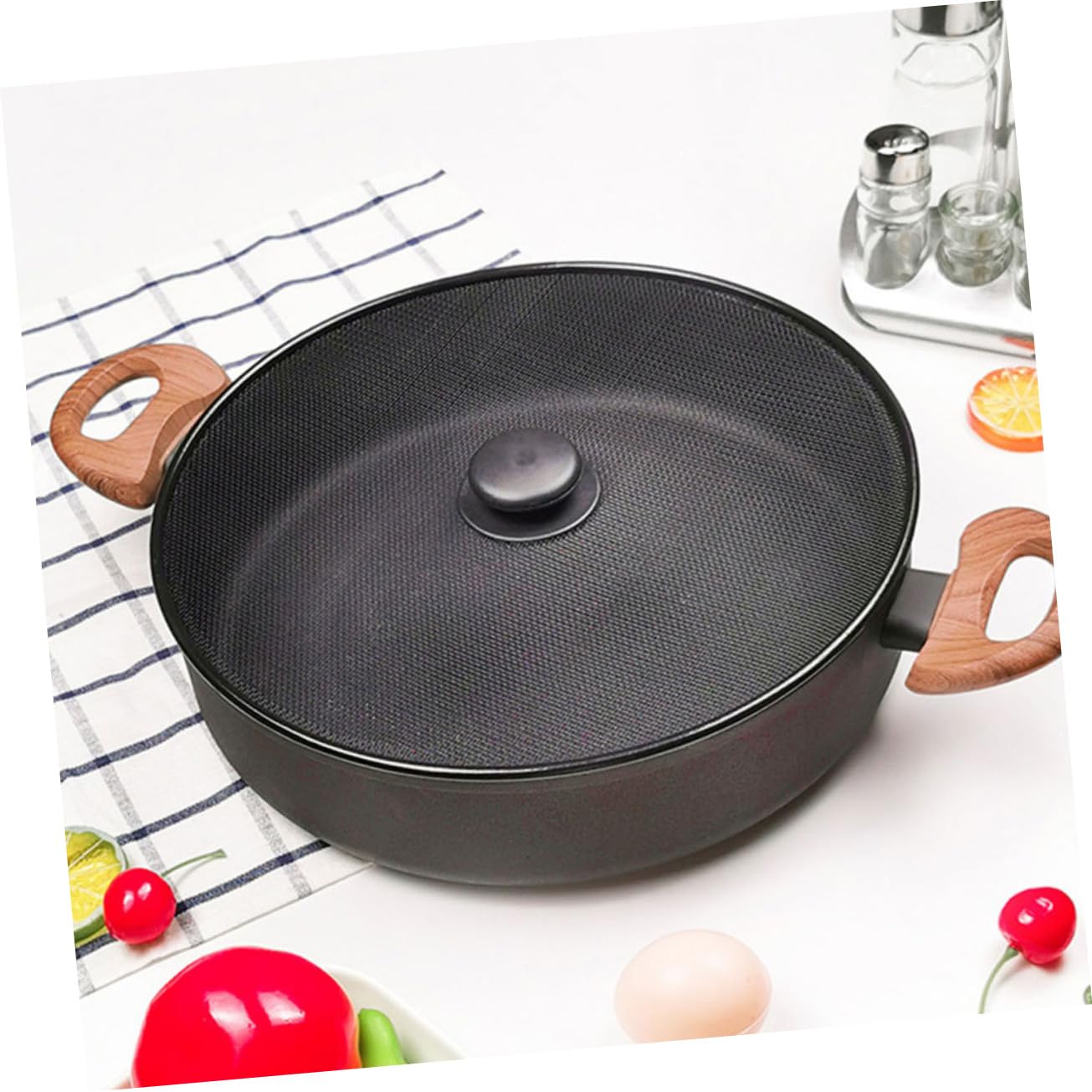 BESPORTBLE Splatter Shield Pot Lids Splatter Guard for Stove Top Frame Fry Pan Splatter Screen Grease Screen Bacon Splash Screen for Frying Pan Enucleated Ceramics Stainless Steel