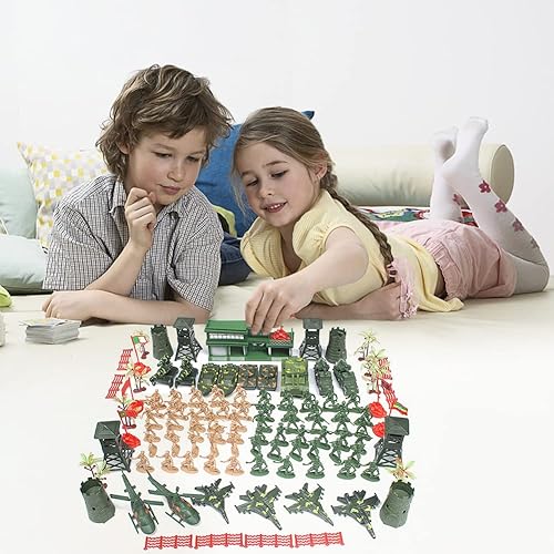 Miniatura 4 de 122 piezas de juguetes de plástico de soldado del ejército para hombres, figuras de acción militares con mini tanque, aviones antiaéreos, figuras de
