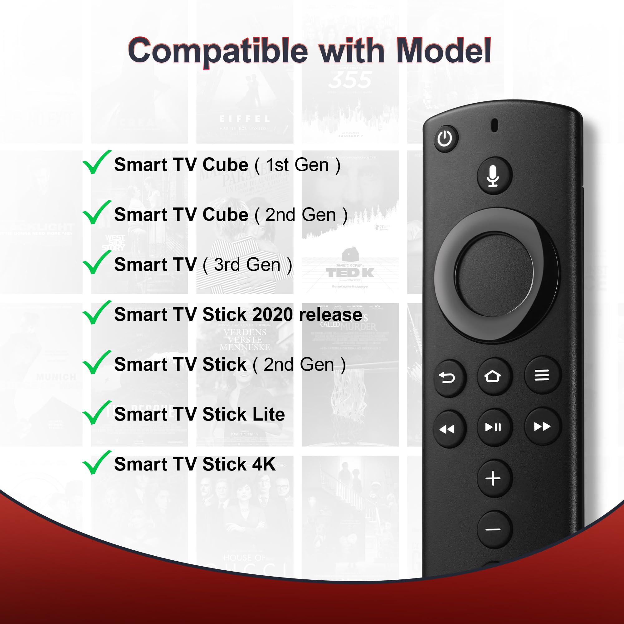 Replacement Voice Remote Control Fit for AMZ Smart TVs Stick/Lite/4K, Smart TV 3rd Gen, TV Cube(1st and 2nd Gen), Not for Insignia-Toshiba-Pioneer Smart TV