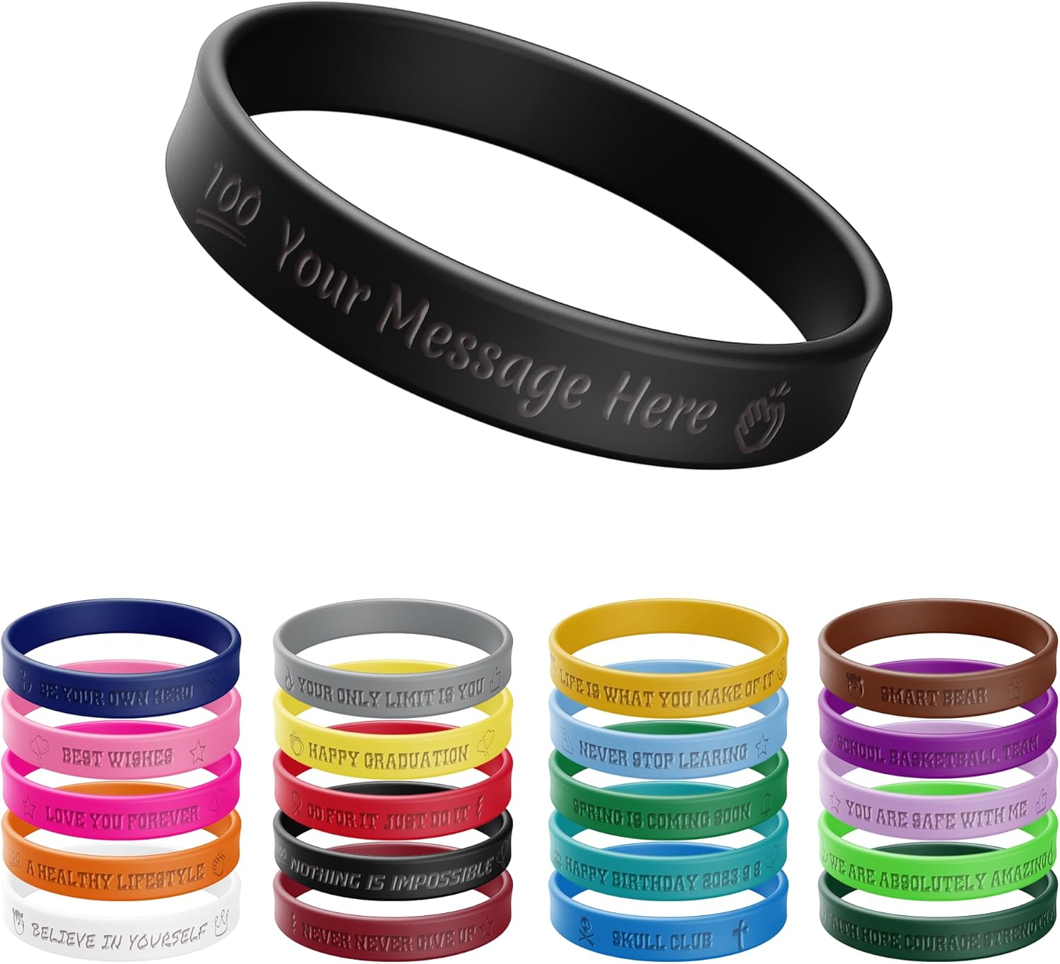 Wholesale Silicone Bracelets Custom Debossed Rubber