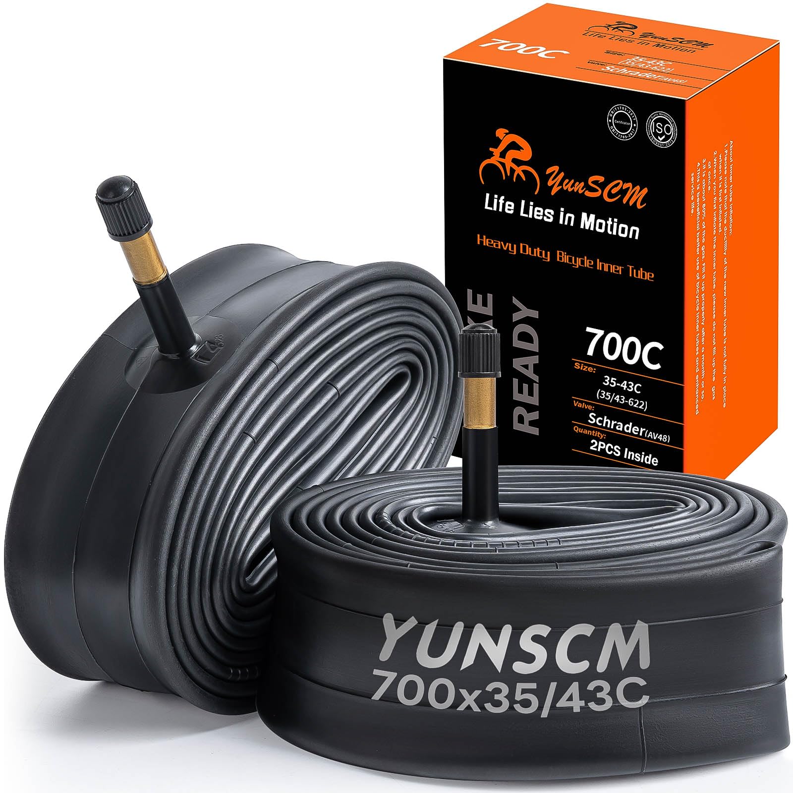 Amazon | YunSCM 2本,700 35c チューブ 肉厚,米式バルブ48mm