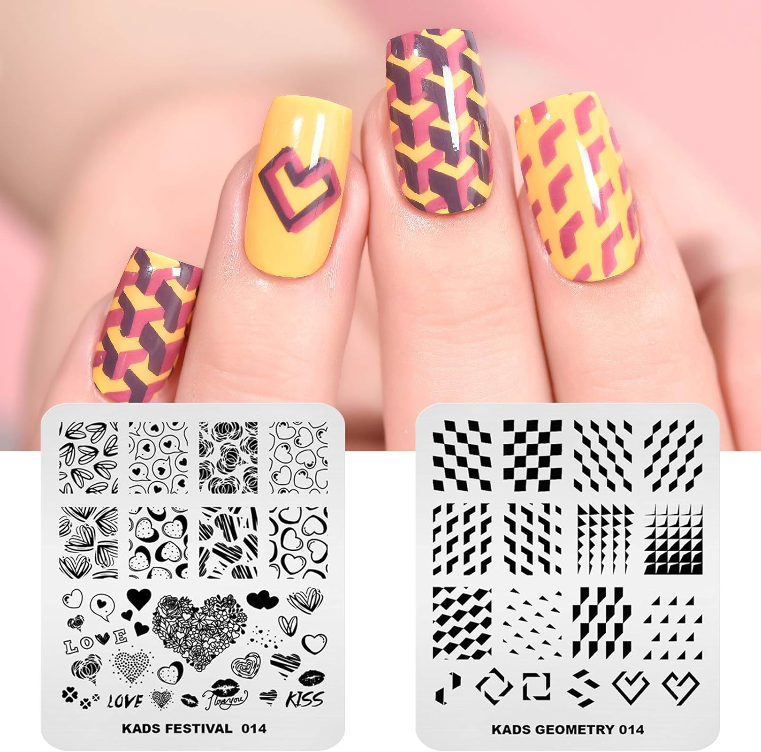 KADS 11pcs Nail Stamp Plates Set 10 Plates Christmas Snowflakes Cute Animals+ 1 Laser Symphony Storage Bag Christmas Nails Art Stamping Plate Set Leaves Flowers Animal Nail Plate Template Image Plate