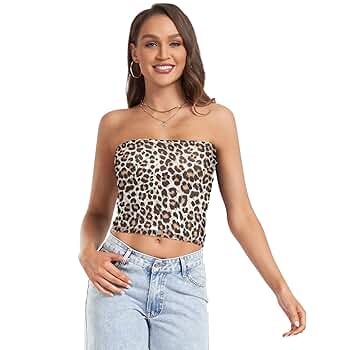 Leopard Cheetah Print Boob Tube Top, Womens Sexy Strapless