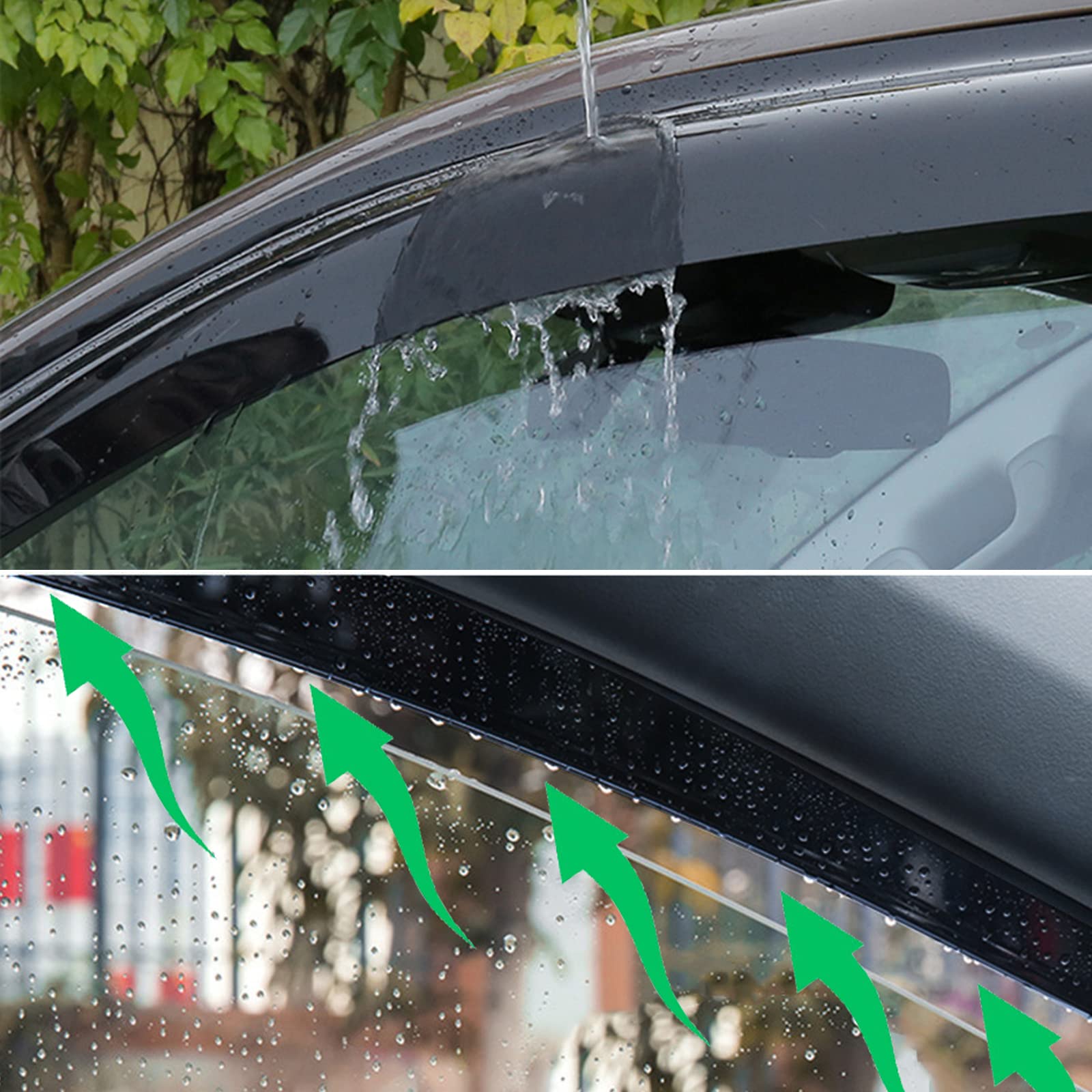 94623 Side Window Deflectors Sun Vent Rain Guards Window Visor for 2002-2008 Dodge Ram 1500, 2003-2009 Ram 2500 & 3500 with Quad Cab, Sun Shade Dark Smoke 4-Piece Set