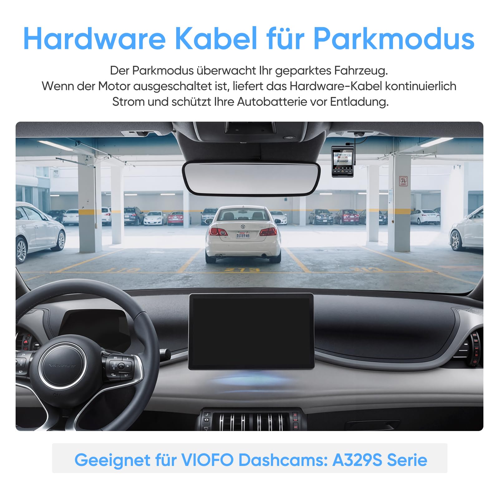 VIOFO HK6 Hardwire Kabel für A329S / A119M Pro Dashcam, Unterstützt Energiespar- u. intelligente Hybrid-Parkmodus Aktiviert den Parkmodus und den Niederspannungsschutz, Sicherung ist erforderlich