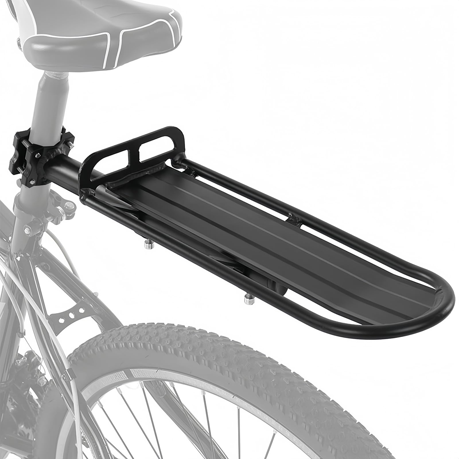 Hoogwaardige aluminium mountainbike bagagedrager verstelbare lengte fietsendrager rack zadelpen achterplank zwart