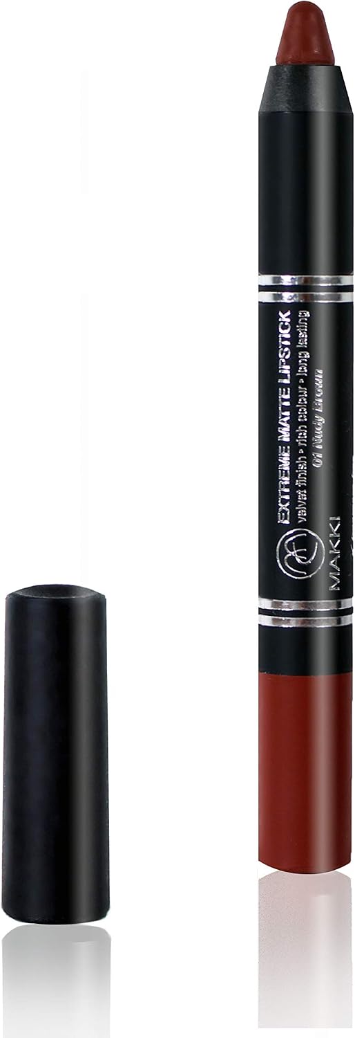 Nudy Brown Makki Extreme Matte Lipstick Pencil Rich intense colour velvet finish long stay lip colour stick with oil absorbing molecules
