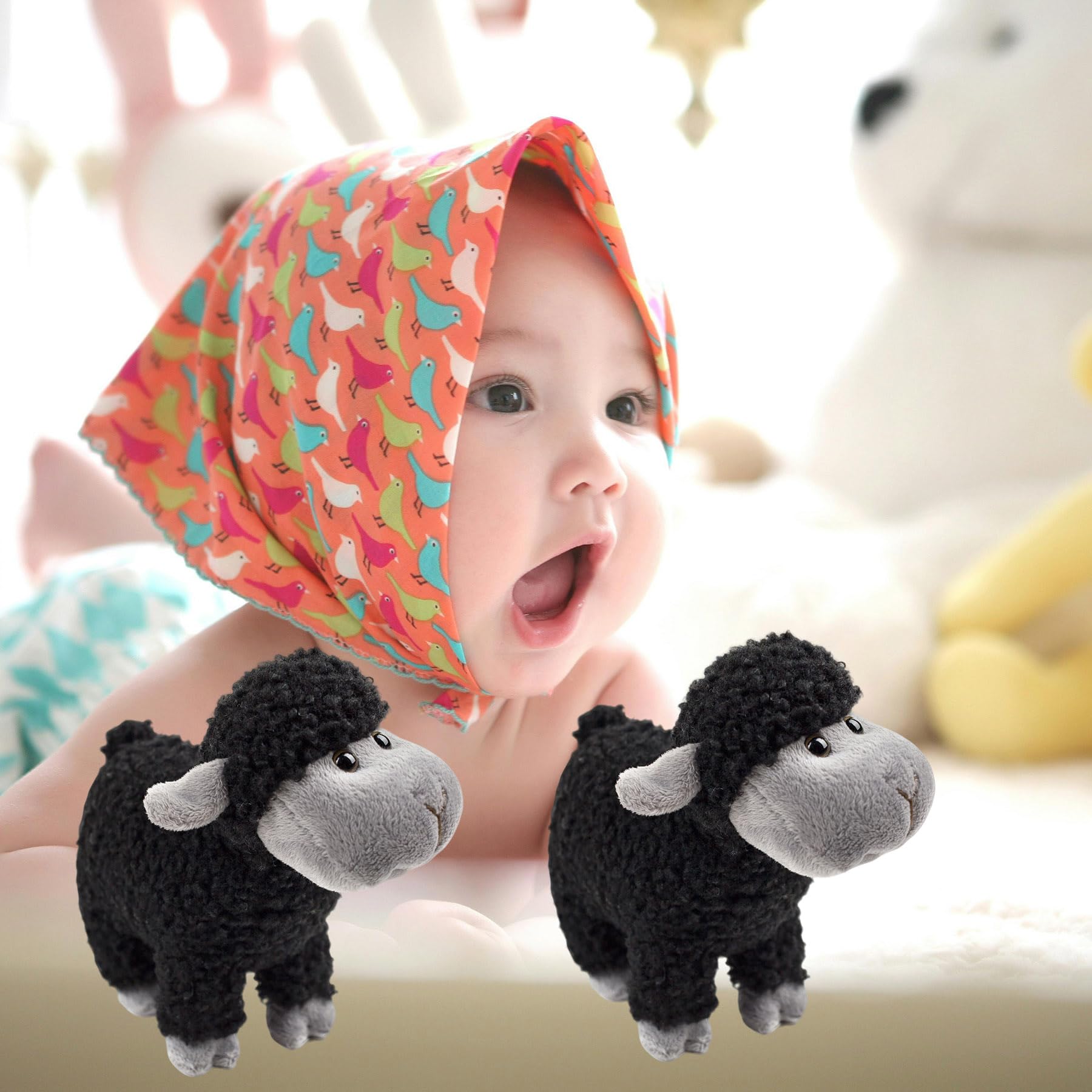Cuddly Toy Black Lamb 2pcs Super Soft Cute Little Sheep Stuffed Animal Funny Baby Plush Toy Companions for Cuddling Napping & Home Decor Children's Gift for Easter Christmas Girls Boys - Image 4