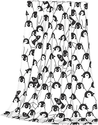 Miniatura 4 de Manta de microforro polar ultrasuave con diseño de pingüino para cama, sofá y sala de estar