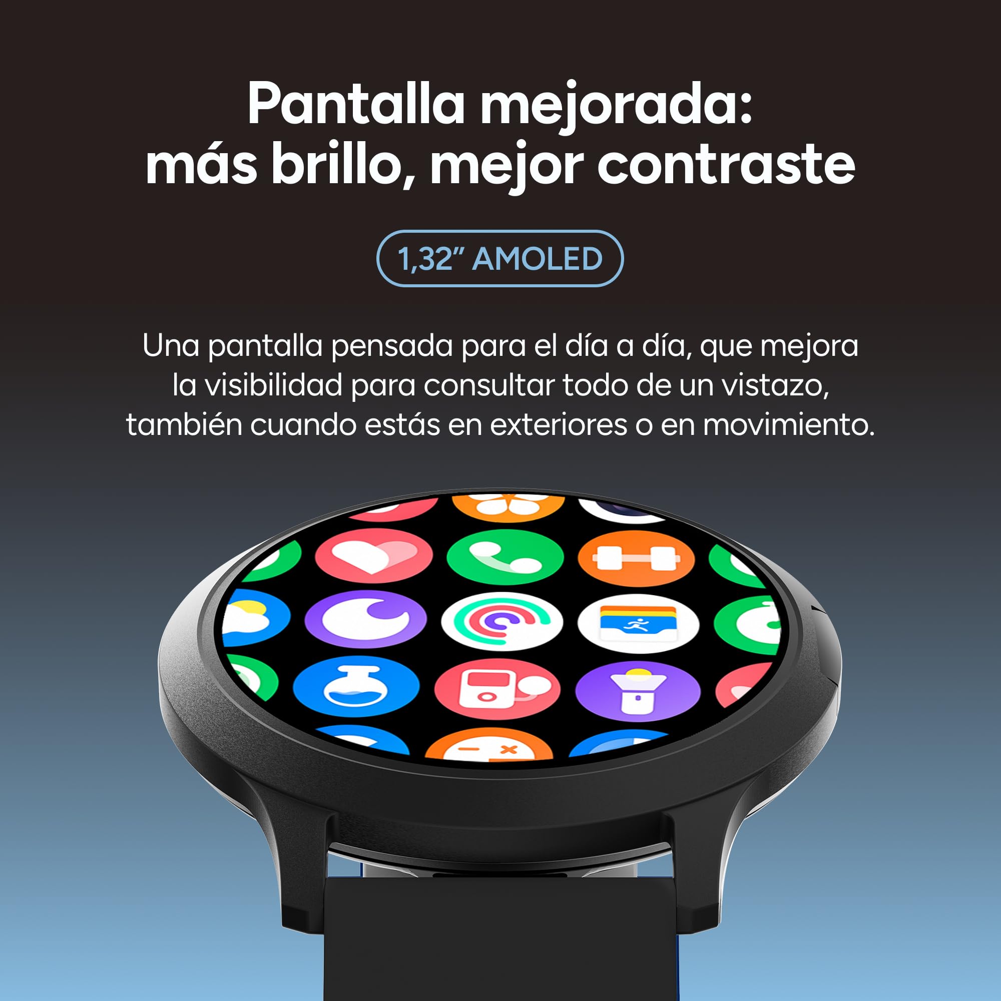 KSIX Smartwatch Core 3 Go - Reloj Inteligente Pantalla AMOLED 1.32", Diseño Ultra Fino, Llamadas, Correa de Silicona Magnética, IP67, Compatible con iPhone® y Android® - Negro