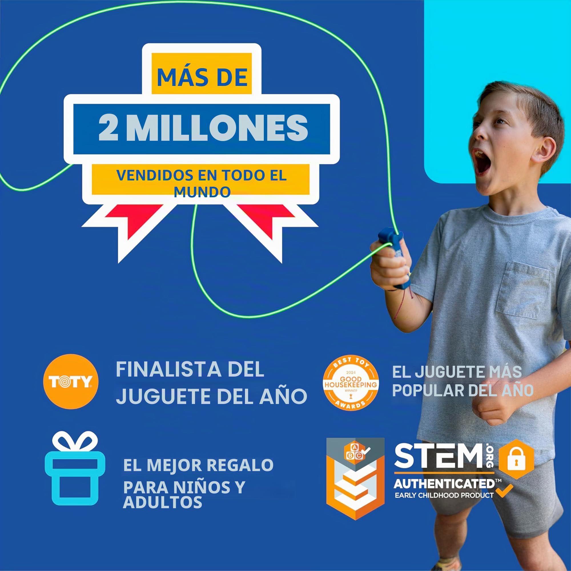 ZipString Original - Como se ve en Shark Tank - Juguete clásico lanzador de cuerda - Vuela un bucle de cuerda en el aire para trucos y diversión infinitos