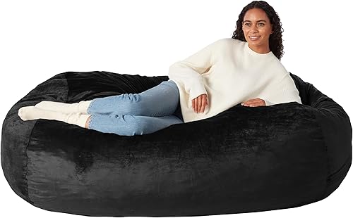 Amazon Basics: sillas de puf grandes para adultos, 6 pies, color negro, rellenas de espuma viscoelástica con cubierta de microfibra sólida Negro