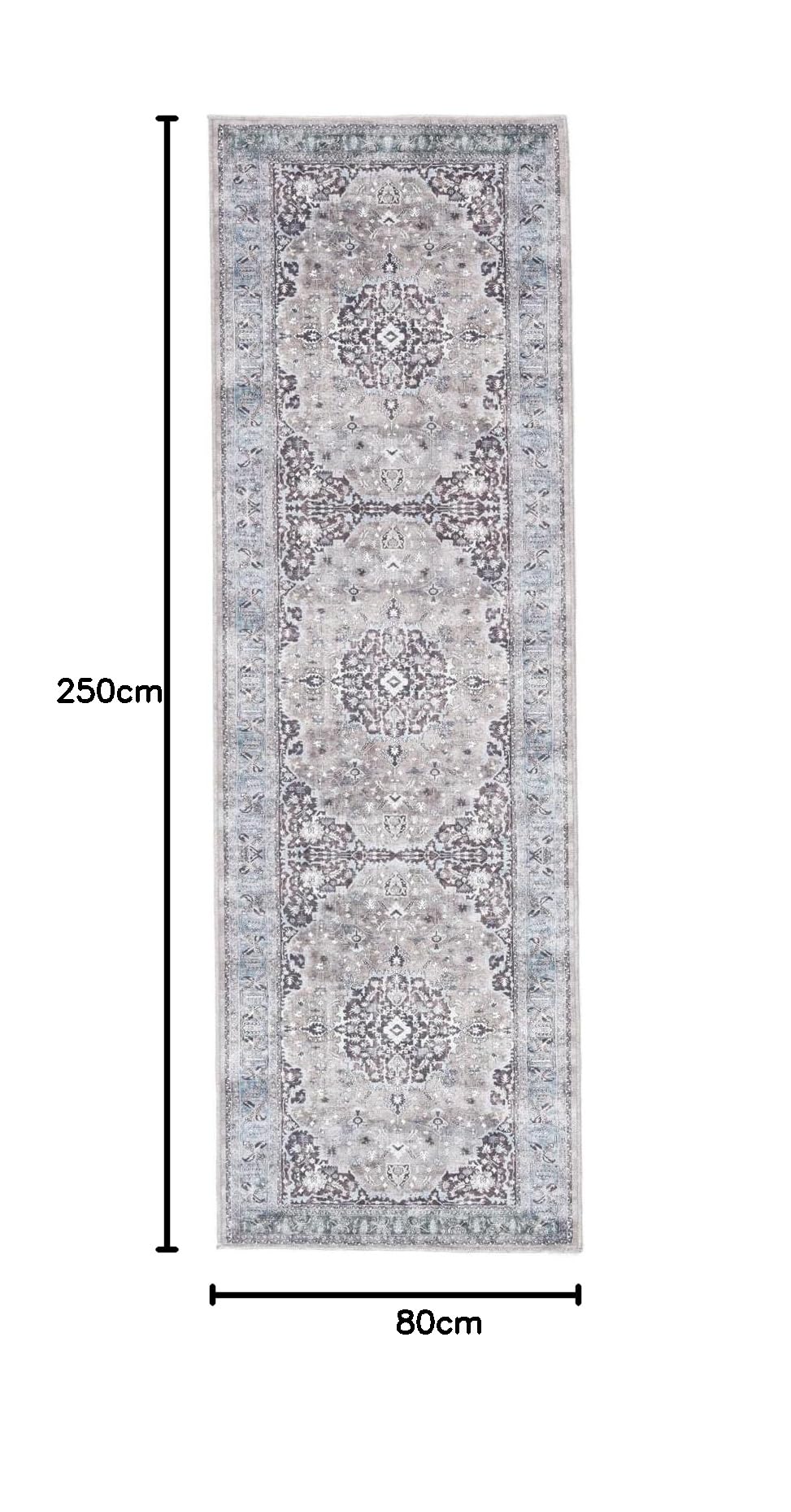 RugVista Gina Oriental, Dywan, Nowoczesne, 80 x 250 cm, Prostokąt, Niski, Pokój dzienny, Sypialnia, Korytarz, Prać w pralce, Szary/Beżowy