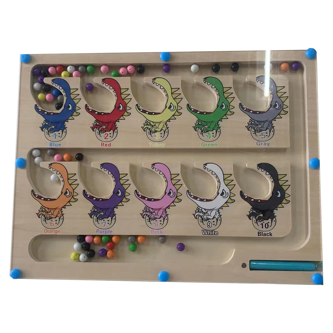 Magnetic Color and Number Maze Toy, Magnet Dinosaur Toys, Wooden Montessori Toys for 2 3 4 5 Year Old, Learning Educational Sorting Travel Toys for Preschool Toddlers and Kids Boys Girls