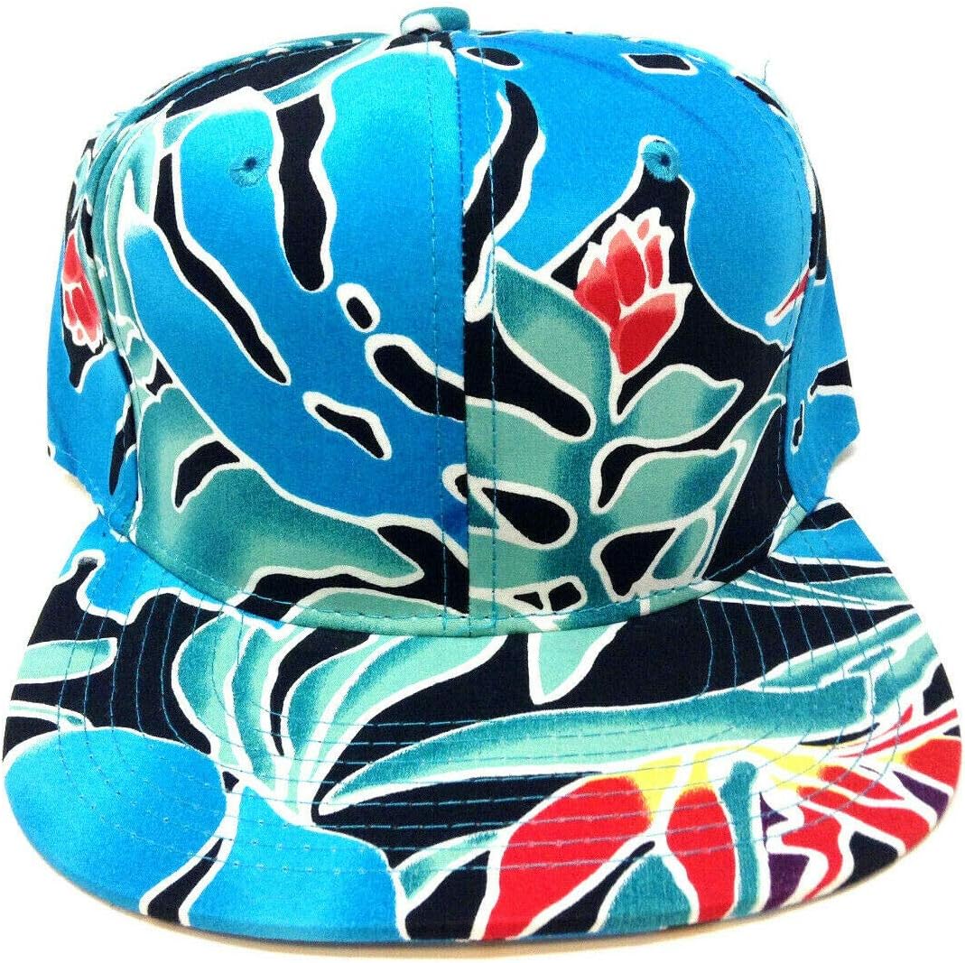 Blue Coral Birds of Paradise Hawaiian All Over Floral Print Snapback